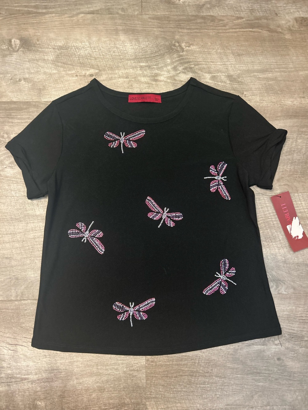 NWT Dragonfly Embellished Tee